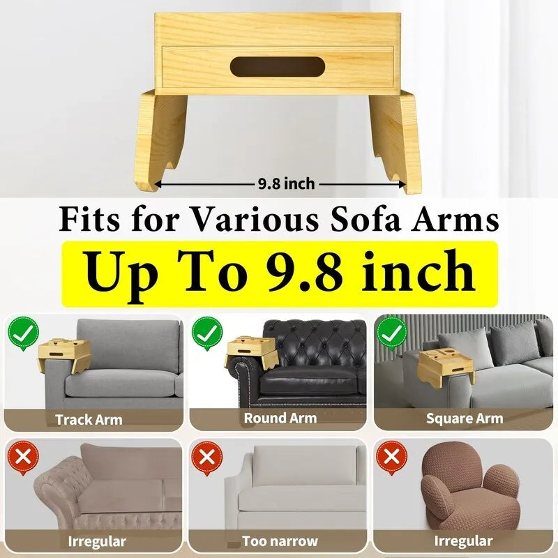 Getränkehalter-Tablett für das Sofa - 13.9L x 9.8W x 3H