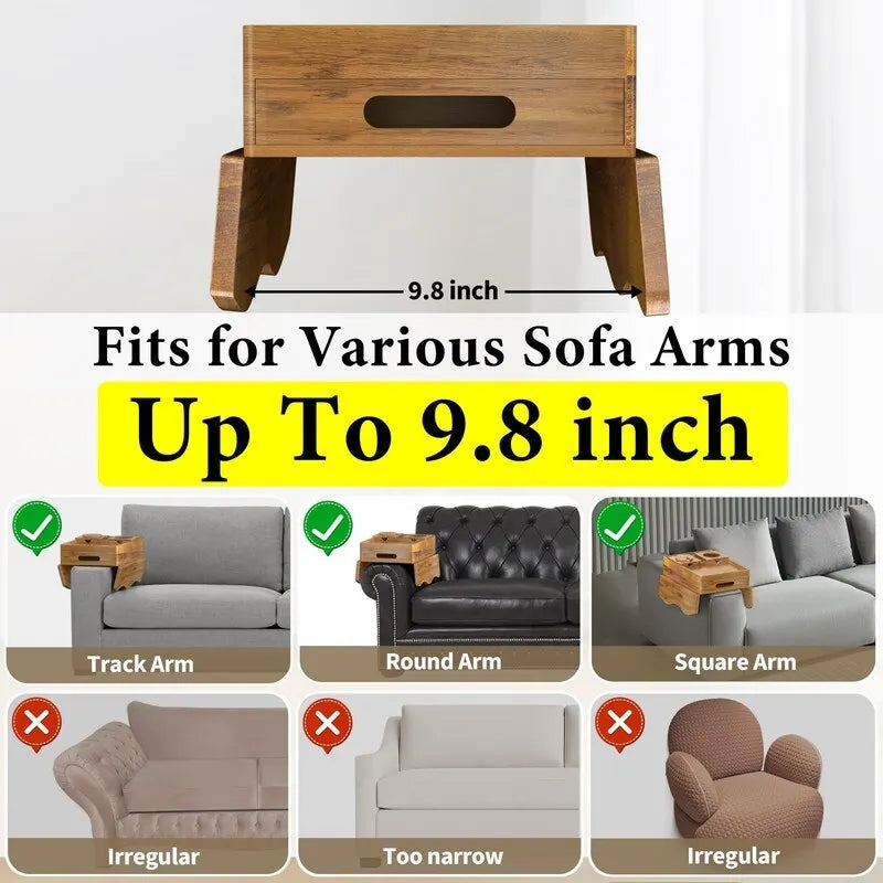 Getränkehalter-Tablett für das Sofa - 13.9L x 9.8W x 3H