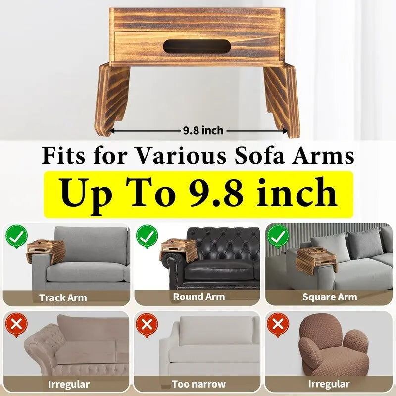 Getränkehalter-Tablett für das Sofa - 13.9L x 9.8W x 3H