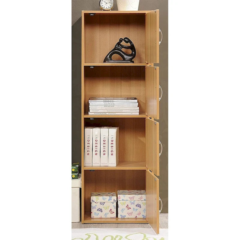 4 Door Enclosed Multipurpose Storage Cabinet for Home or Office, Beech - 35