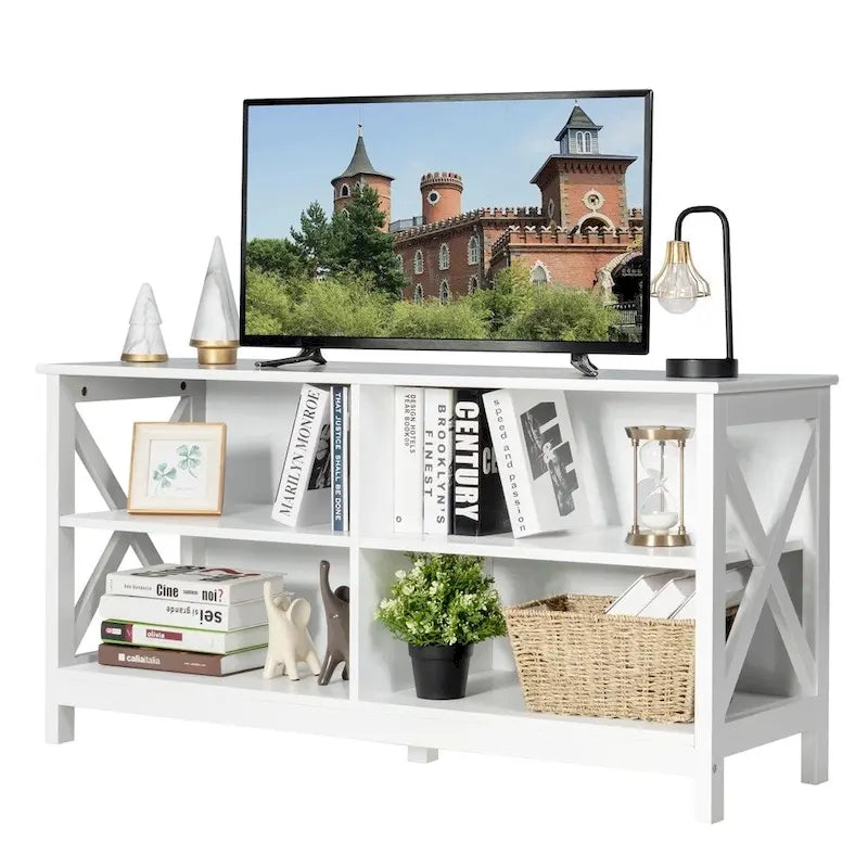 TV Stand Entertainment Center TV's 55 W/ Storage Shelves White - 47 inches in width