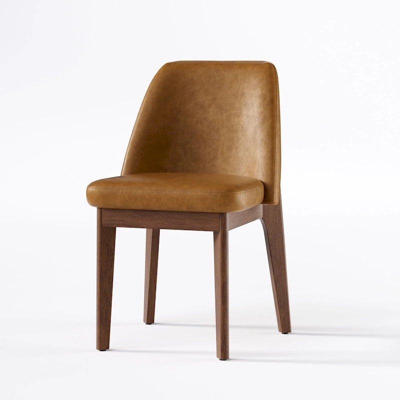 set of 2 upholstered side chairs with wooden legs, suitable for kitchen, dining room and office