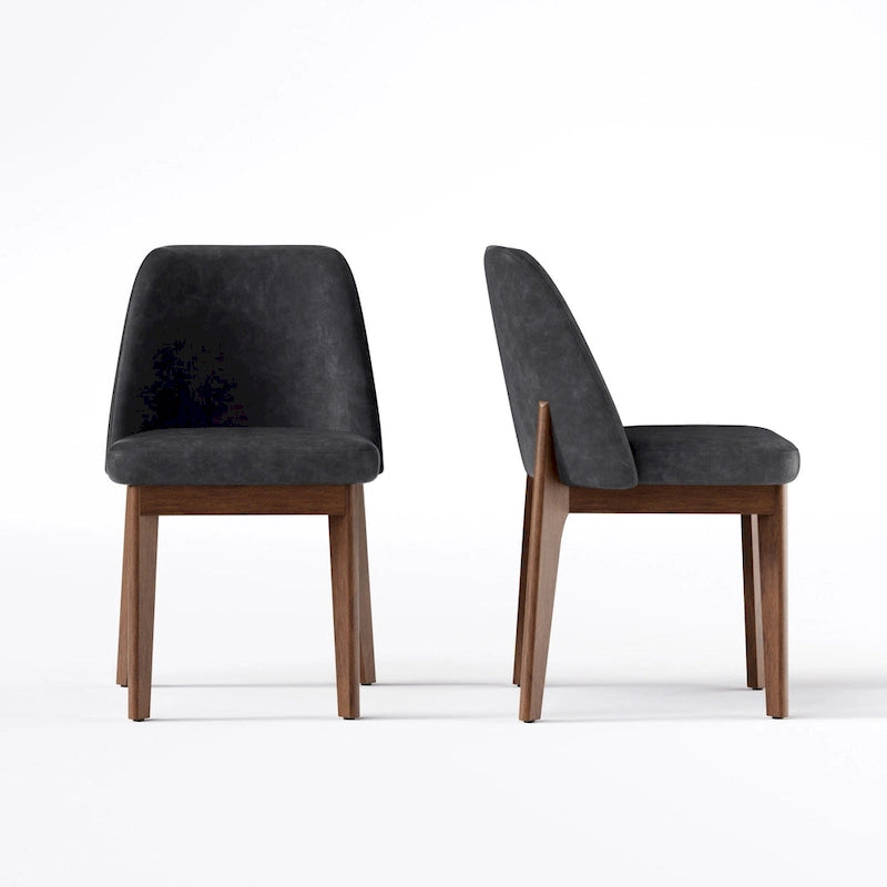 set of 2 upholstered side chairs with wooden legs, suitable for kitchen, dining room and office