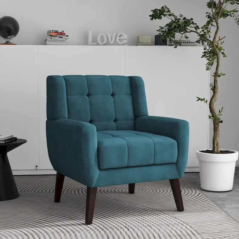 Gestoffeerde loungefauteuil met gecapitonneerde armleuningen