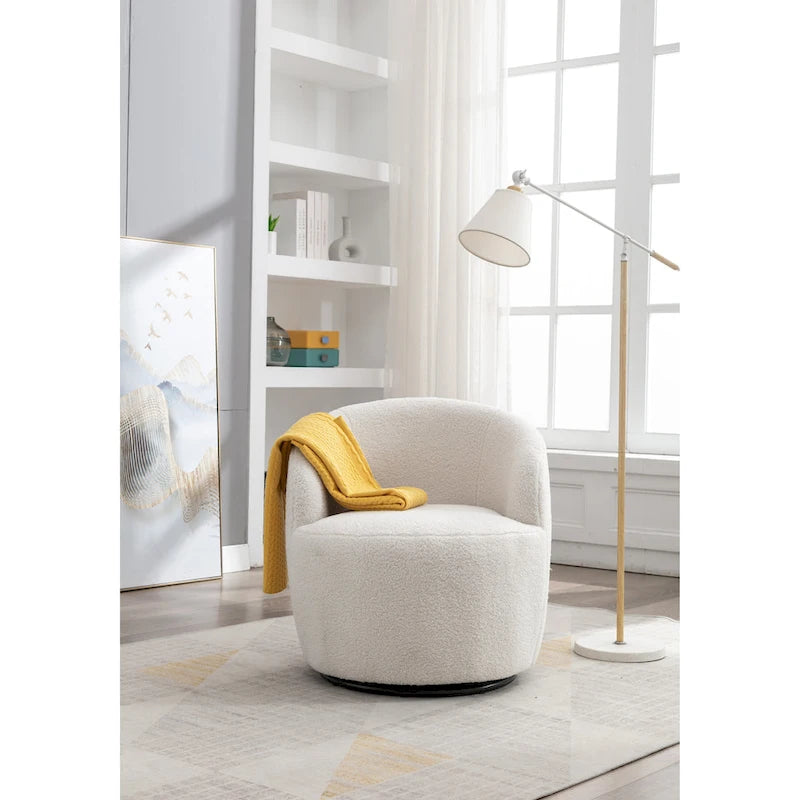 Swivel barrel-style lounge chair