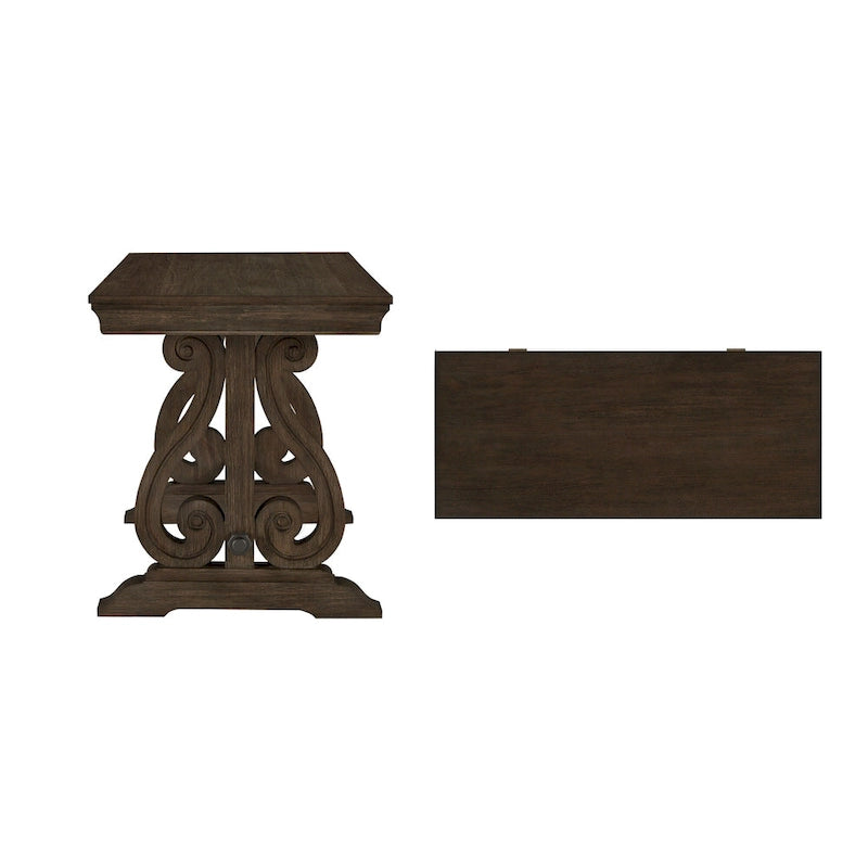 Wire Brushed Oak Finish 1-Drawer Writing Desk