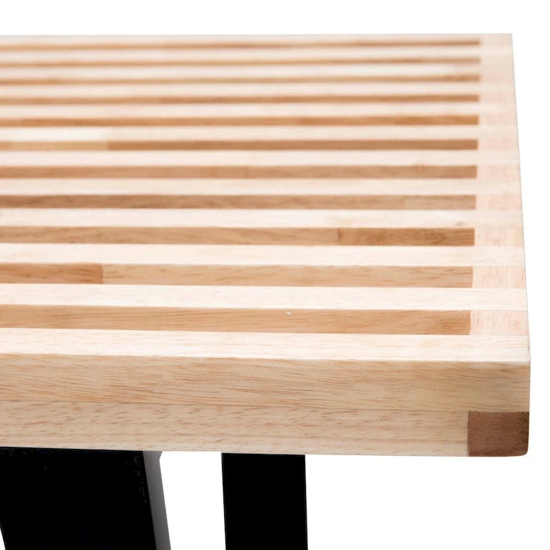 48 rechteckige Plattformbank für den Eingangsbereich aus naturfarbenem Holz, modernes Lamellendesign für Wohnzimmer, Zuhause und Büro
