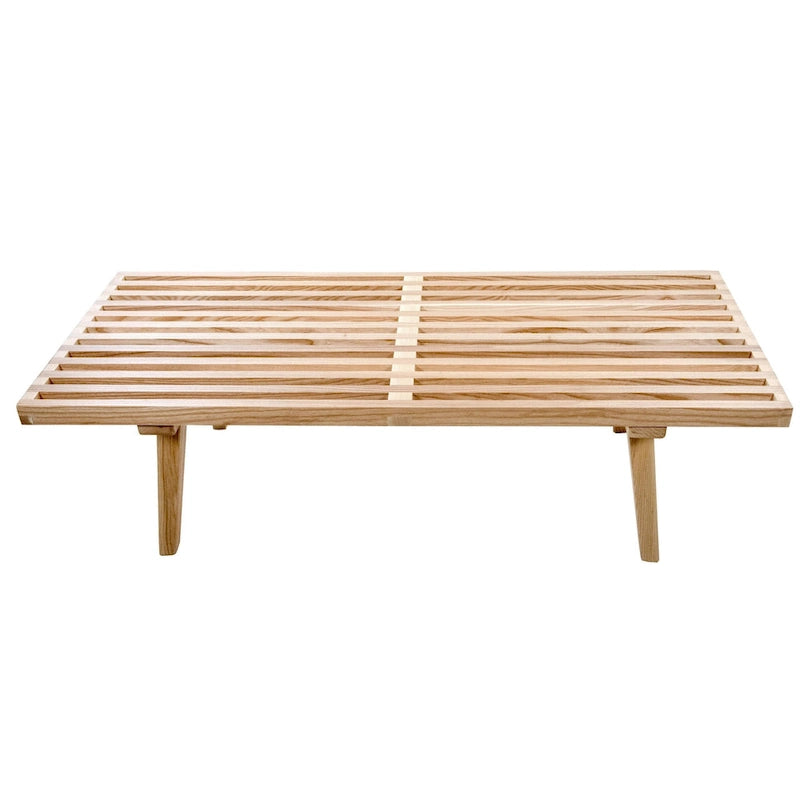 48 rechteckige Plattformbank für den Eingangsbereich aus naturfarbenem Holz, modernes Lamellendesign für Wohnzimmer, Zuhause und Büro