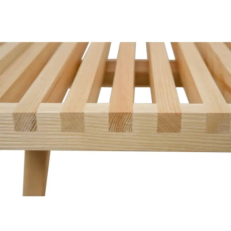 48 rechteckige Plattformbank für den Eingangsbereich aus naturfarbenem Holz, modernes Lamellendesign für Wohnzimmer, Zuhause und Büro