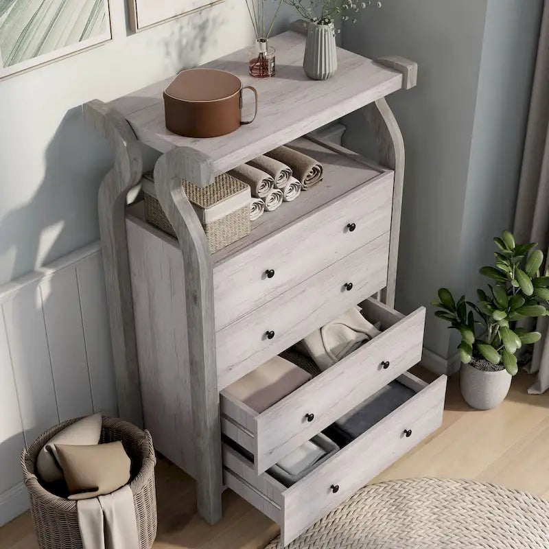 DH BASIC Transitional Coastal White 31-inch Wide 4-Drawer VerticalDresser by Denhour