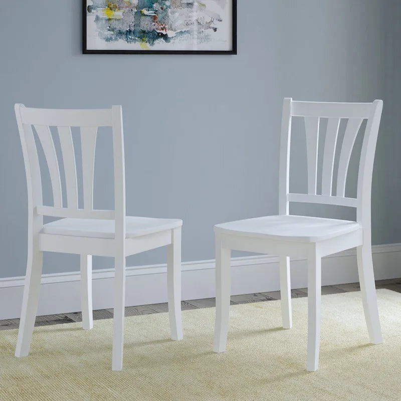 Set van 2 witte eetkamerstoelen van massief hout
