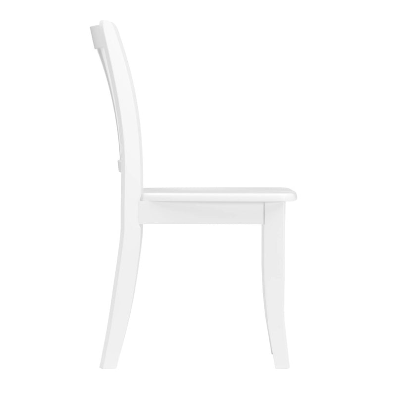 Set van 2 witte eetkamerstoelen van massief hout