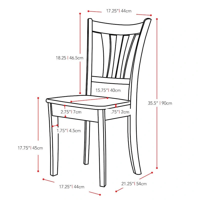 Set van 2 witte eetkamerstoelen van massief hout