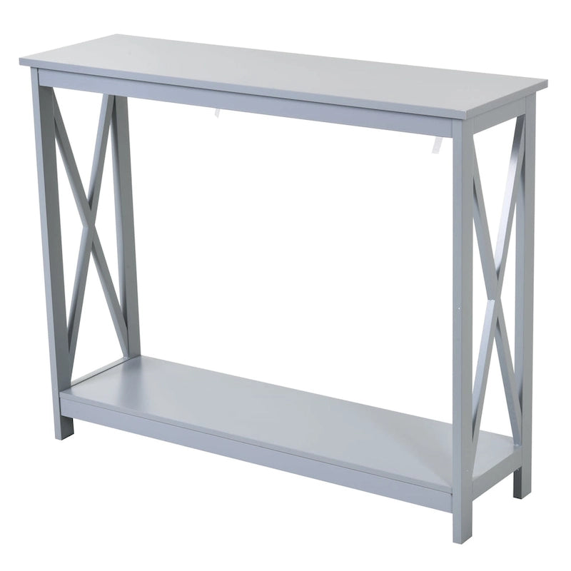 2-Tier Bench Sofa Console Table with Underneath Storage Shelf for the Entryway, Living Room, & Hallway