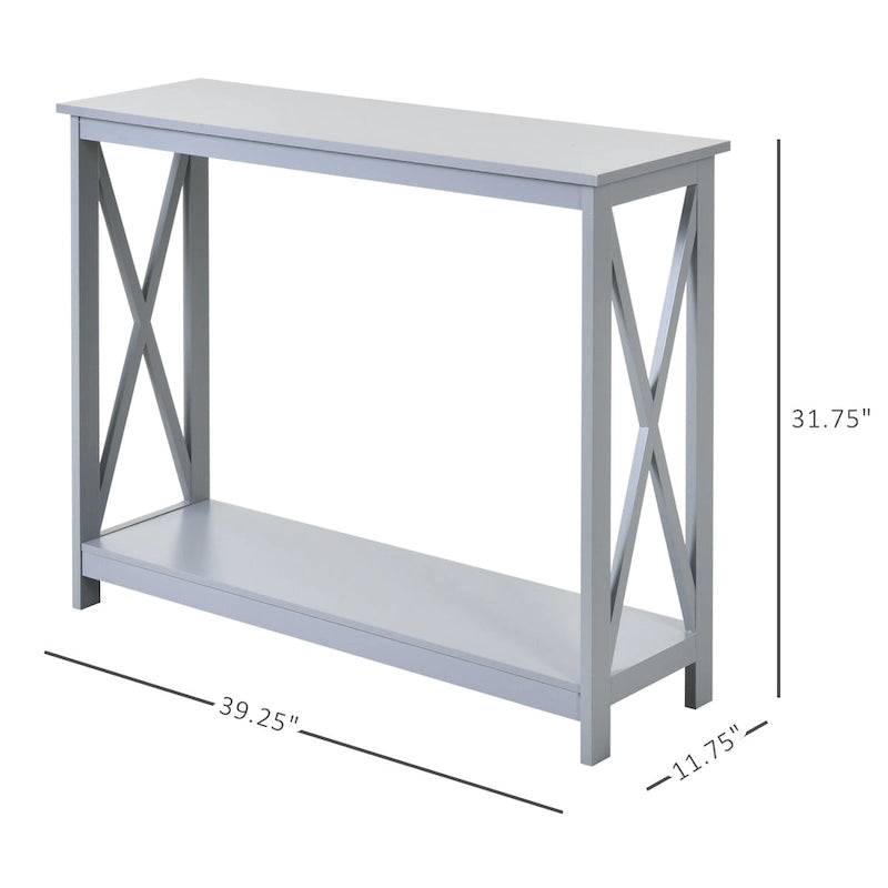 2-Tier Bench Sofa Console Table with Underneath Storage Shelf for the Entryway, Living Room, & Hallway