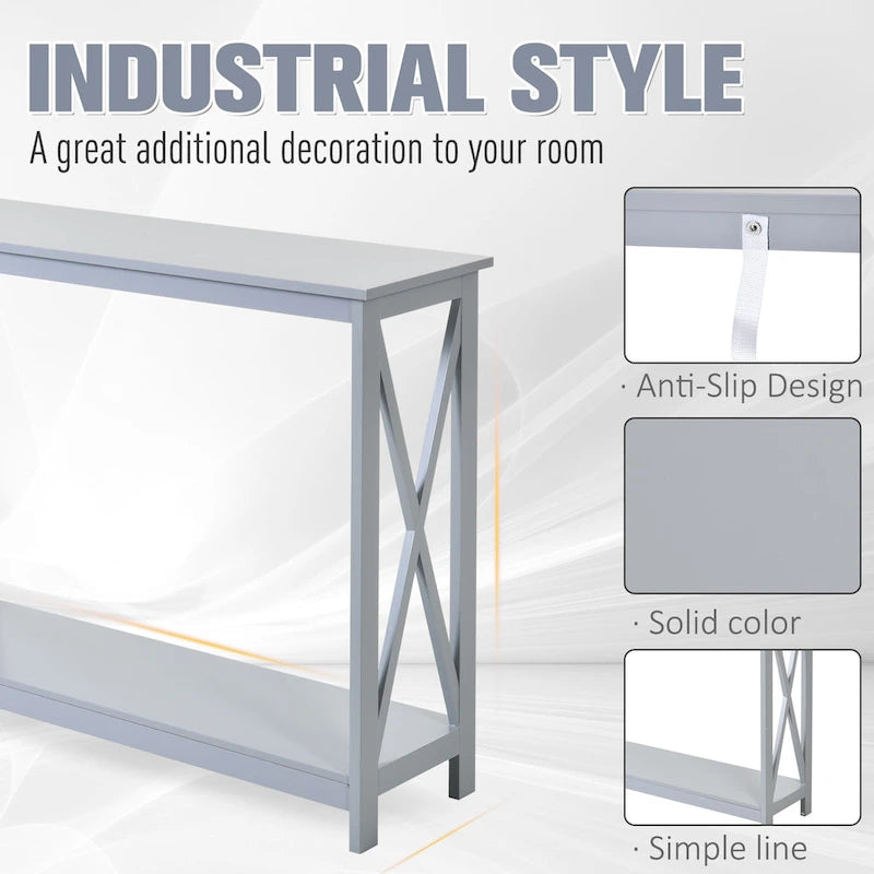 2-Tier Bench Sofa Console Table with Underneath Storage Shelf for the Entryway, Living Room, & Hallway