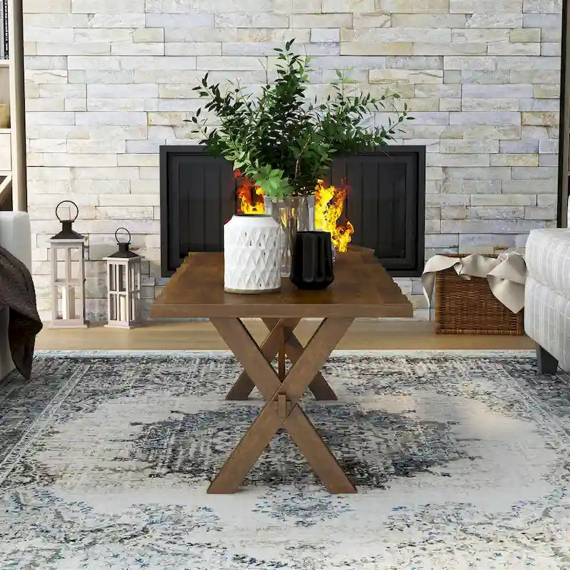 Transitional Walnut 47-inch Solid Wood Coffee Table by