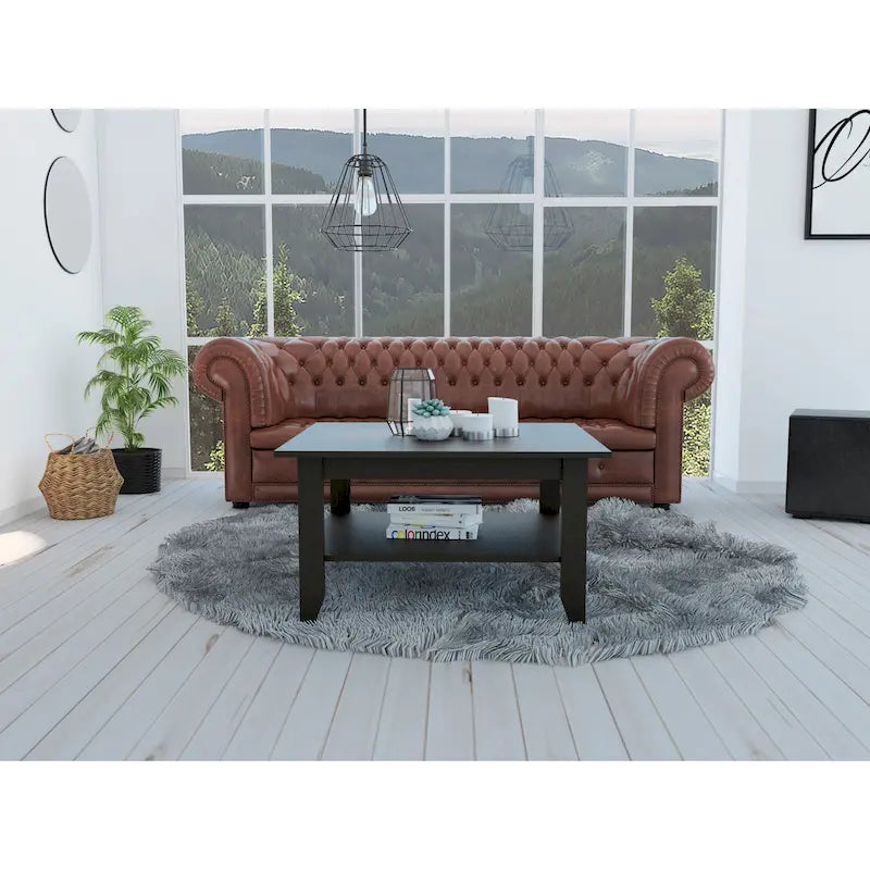 Mesa de centro com prateleira aberta