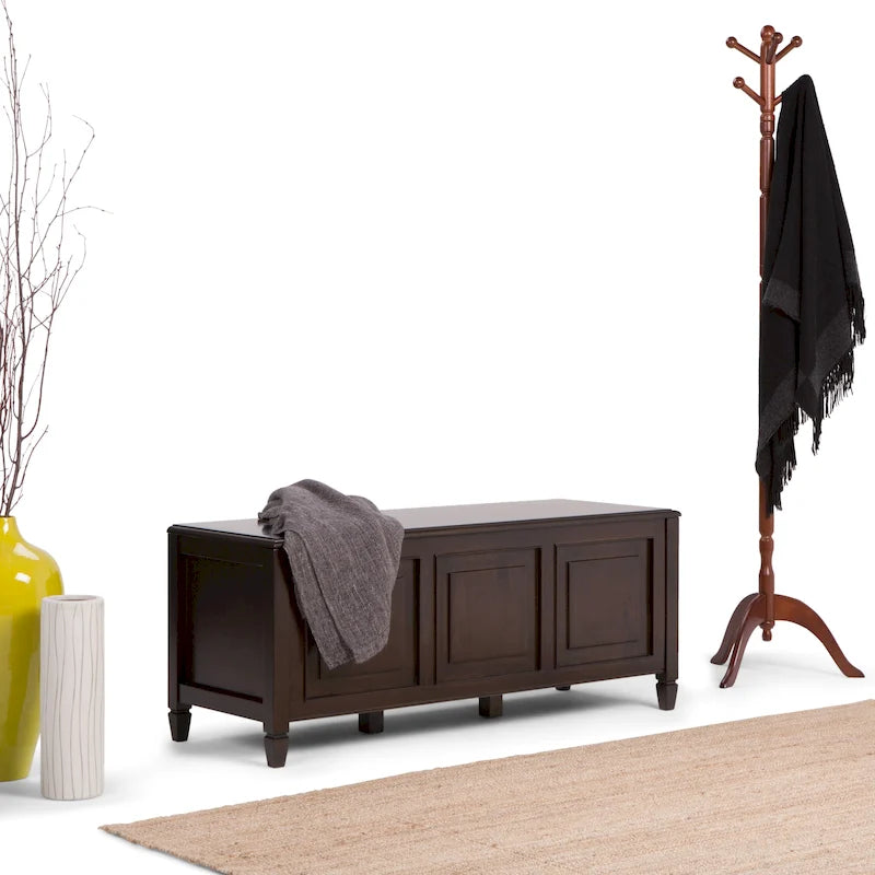SOLID WOOD 51 inch Wide Traditional Storage Bench Trunk - 51 W x 18 D x 20.75 H