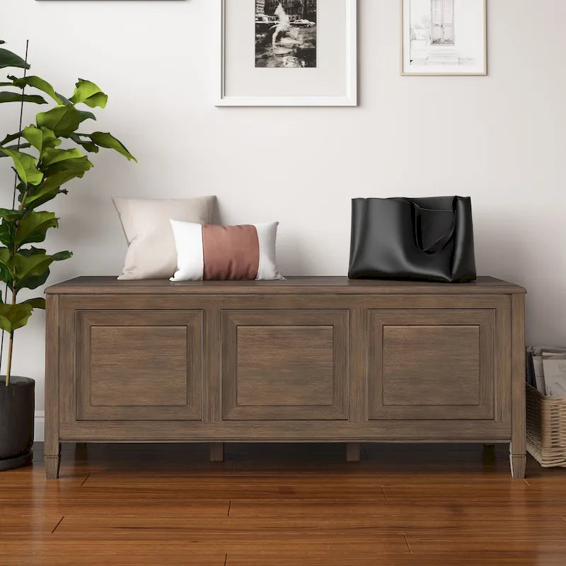 OPSLAGBANK VAN MASSIEF HOUT, 51 inch breed, in traditionele stijl - 51 W x 18 D x 20.75 H