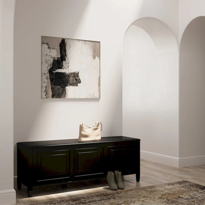 OPSLAGBANK VAN MASSIEF HOUT, 51 inch breed, in traditionele stijl - 51 W x 18 D x 20.75 H