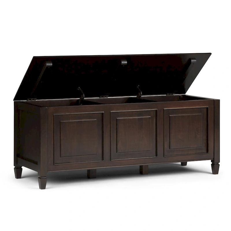 SOLID WOOD 51 inch Wide Traditional Storage Bench Trunk - 51 W x 18 D x 20.75 H