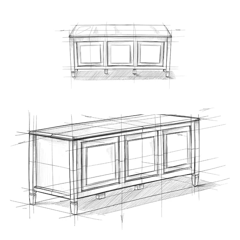 SOLID WOOD 51 inch Wide Traditional Storage Bench Trunk - 51 W x 18 D x 20.75 H