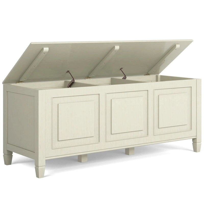 SOLID WOOD 51 inch Wide Traditional Storage Bench Trunk - 51 W x 18 D x 20.75 H