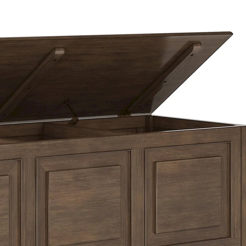 SOLID WOOD 51 inch Wide Traditional Storage Bench Trunk - 51 W x 18 D x 20.75 H