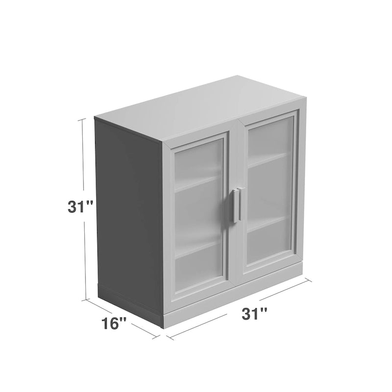 Solid Wood Storage Cabinet with two Glass Doors 31