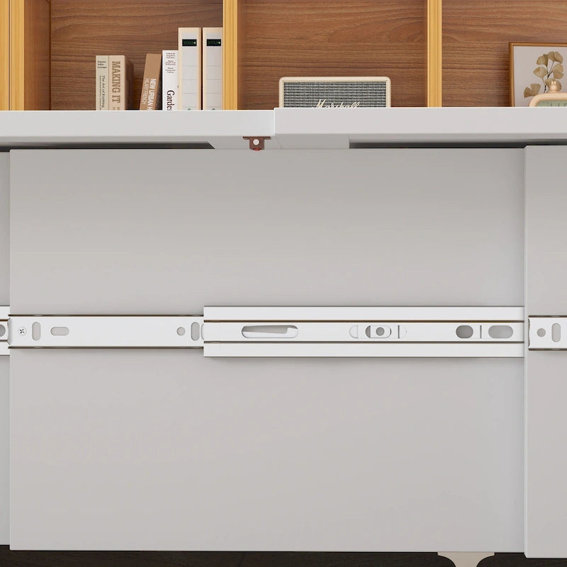 Letto a scomparsa matrimoniale completo bianco con cassettiera, per sala feste o ufficio domestico, salvaspazio