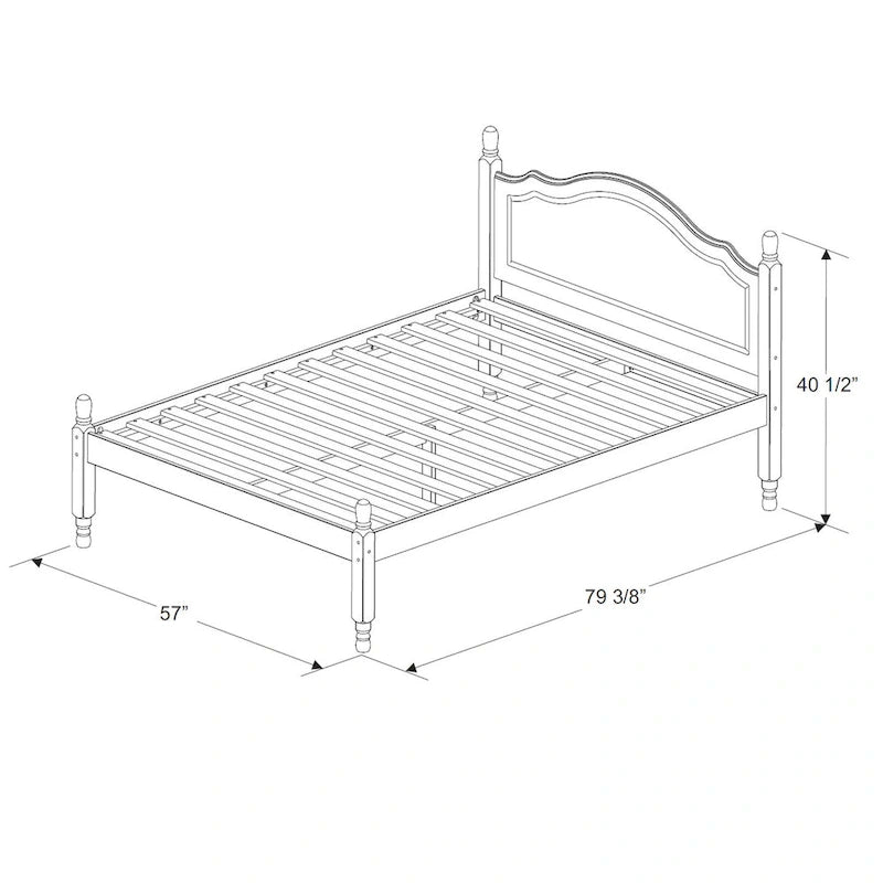 100% Solid Wood Full Size Panel Headboard Platform Bed by