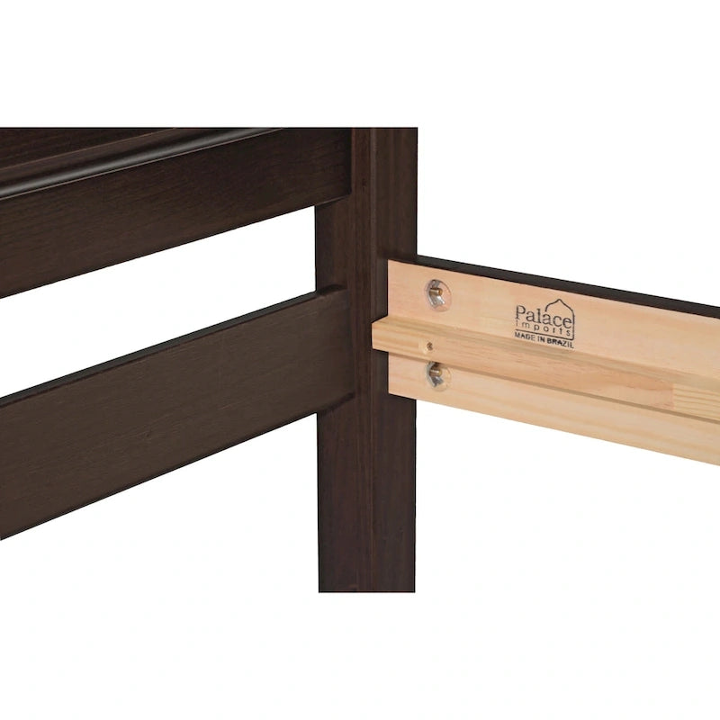 Bed met paneelhoofdbord en platform, 100% massief hout, in Full-formaat, van