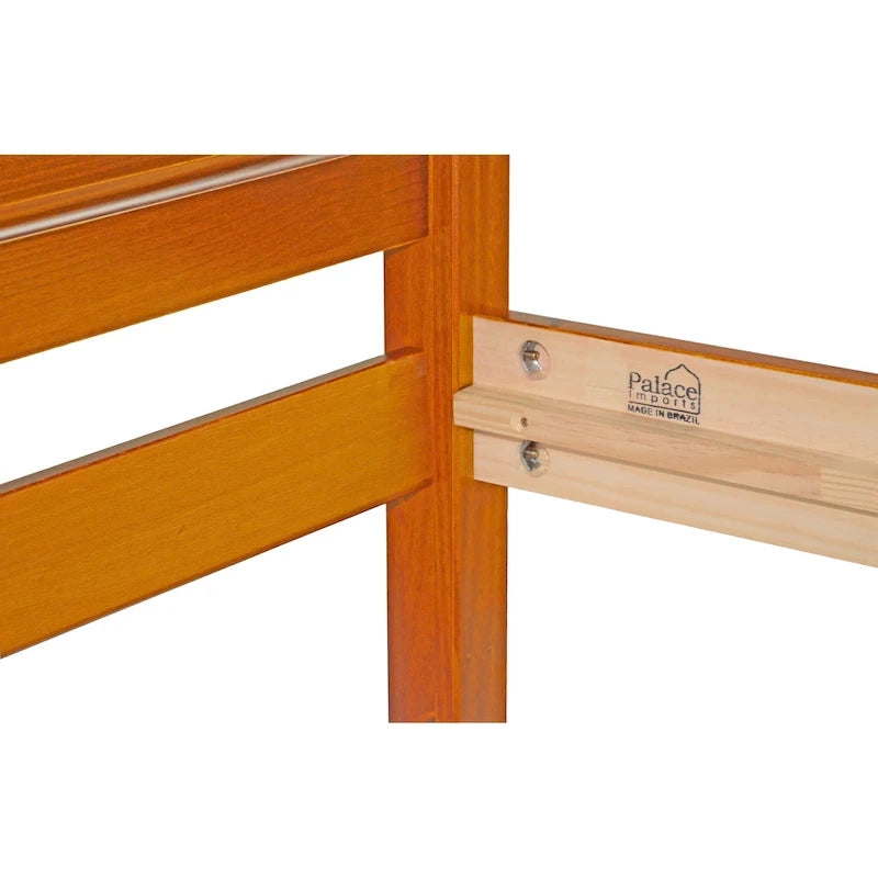 Bed met paneelhoofdbord en platform, 100% massief hout, in Full-formaat, van