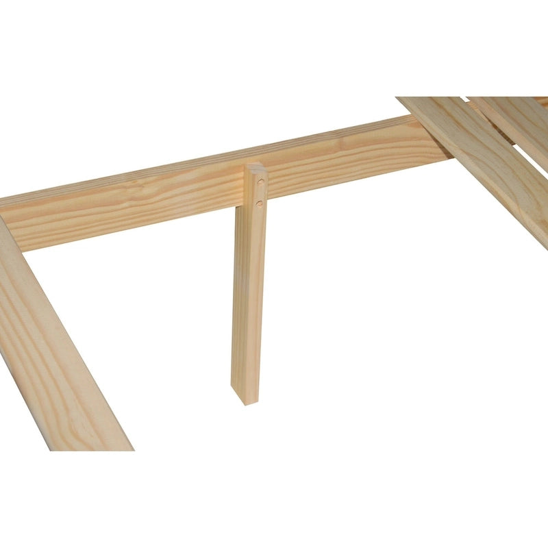 Bed met paneelhoofdbord en platform, 100% massief hout, in Full-formaat, van