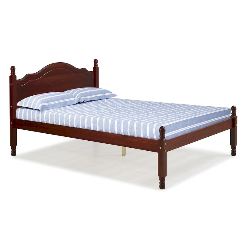 Bed met paneelhoofdbord en platform, 100% massief hout, in Full-formaat, van