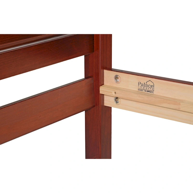 Bed met paneelhoofdbord en platform, 100% massief hout, in Full-formaat, van