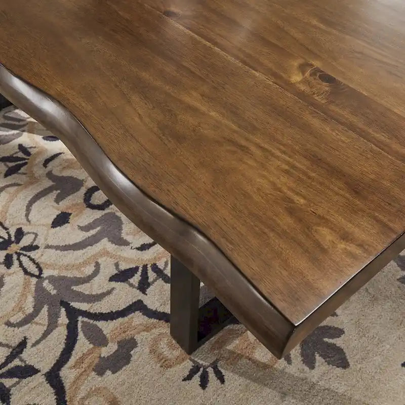 Live Edge Wood and Metal Sled Base Dining Table by