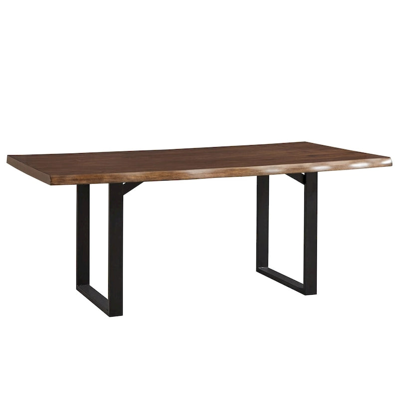 Live Edge Wood and Metal Sled Base Dining Table by