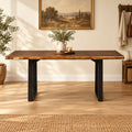 Live Edge Wood and Metal Sled Base Dining Table by