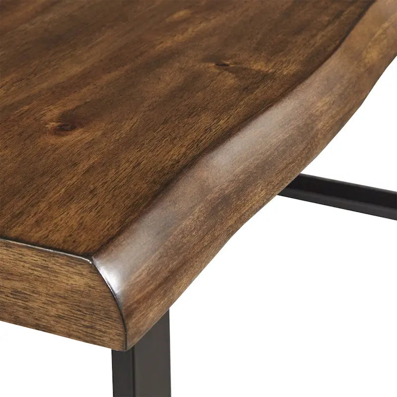 Live Edge Wood and Metal Sled Base Dining Table by