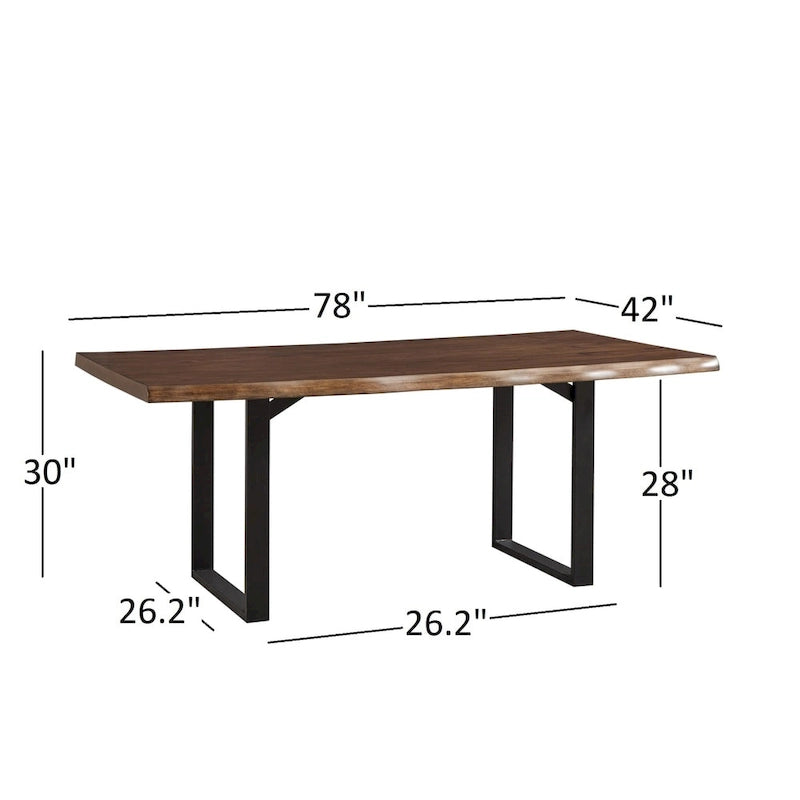 Live Edge Wood and Metal Sled Base Dining Table by
