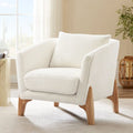 30.7 Inch Mid-century Modern Wide Upholstered Accent Armchair with Rubber Wood Legs