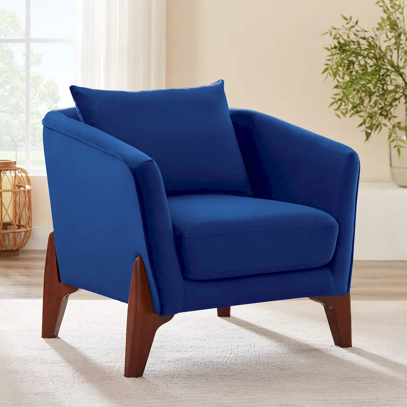 30.7 Inch Mid-century Modern Wide Upholstered Accent Armchair with Rubber Wood Legs