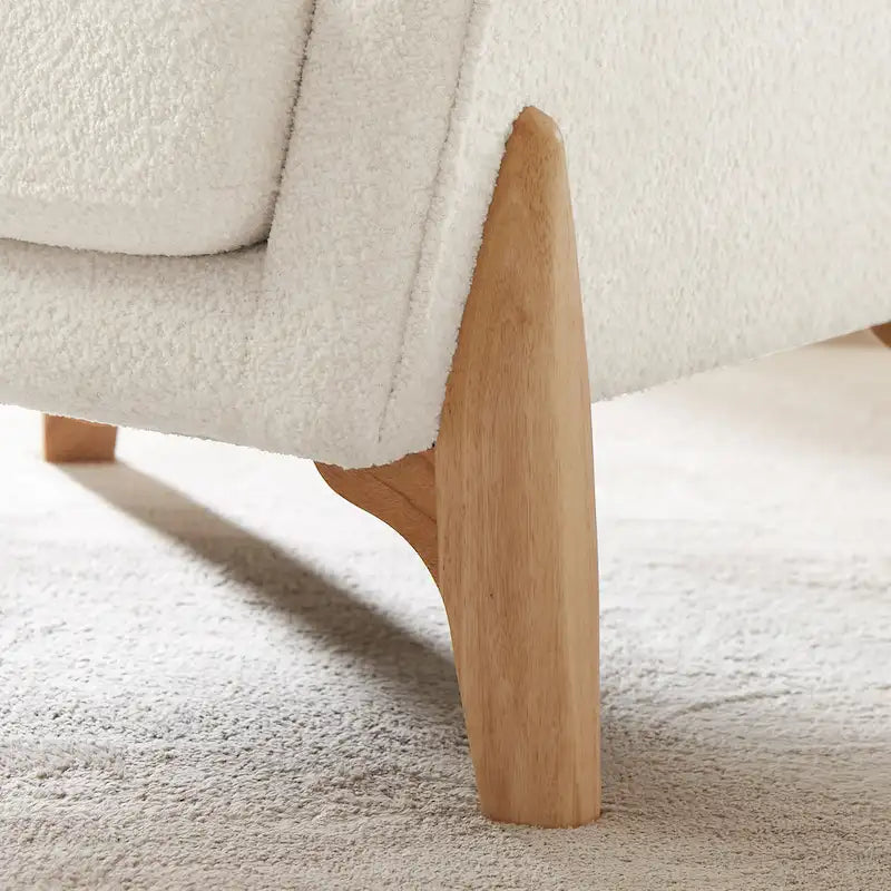 30.7 Inch Mid-century Modern Wide Upholstered Accent Armchair with Rubber Wood Legs