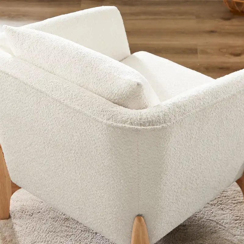 30.7 Inch Mid-century Modern Wide Upholstered Accent Armchair with Rubber Wood Legs