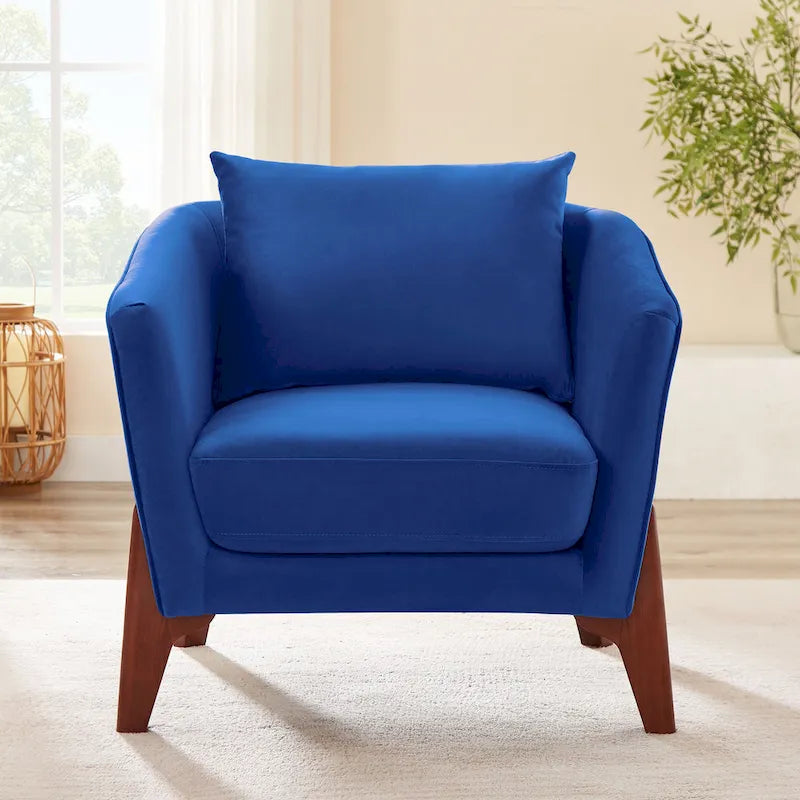 30.7 Inch Mid-century Modern Wide Upholstered Accent Armchair with Rubber Wood Legs