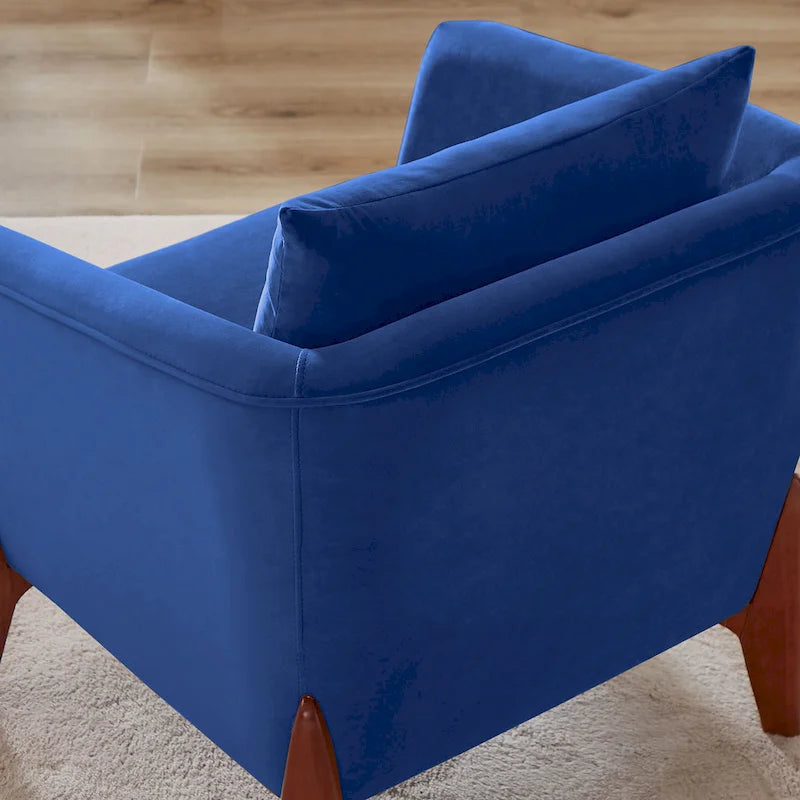 30.7 Inch Mid-century Modern Wide Upholstered Accent Armchair with Rubber Wood Legs
