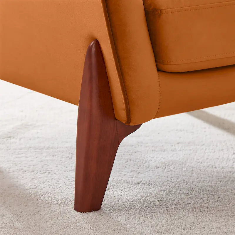 30.7 Inch Mid-century Modern Wide Upholstered Accent Armchair with Rubber Wood Legs