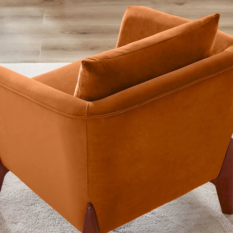30.7 Inch Mid-century Modern Wide Upholstered Accent Armchair with Rubber Wood Legs